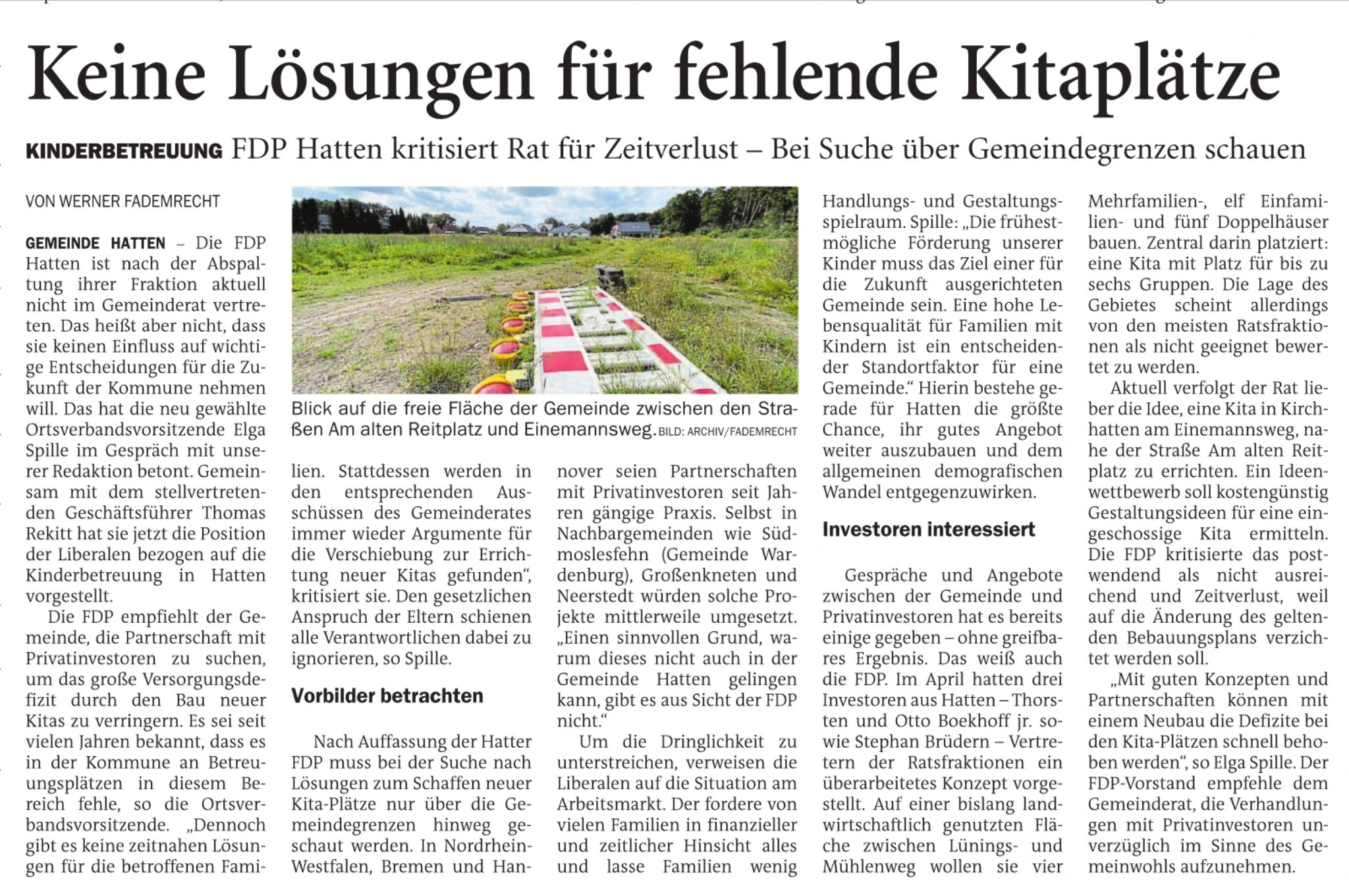 FDP hatten kritisiert Rat für Zeitverlust - Bei Suche über Gemeindegrenzen schauen