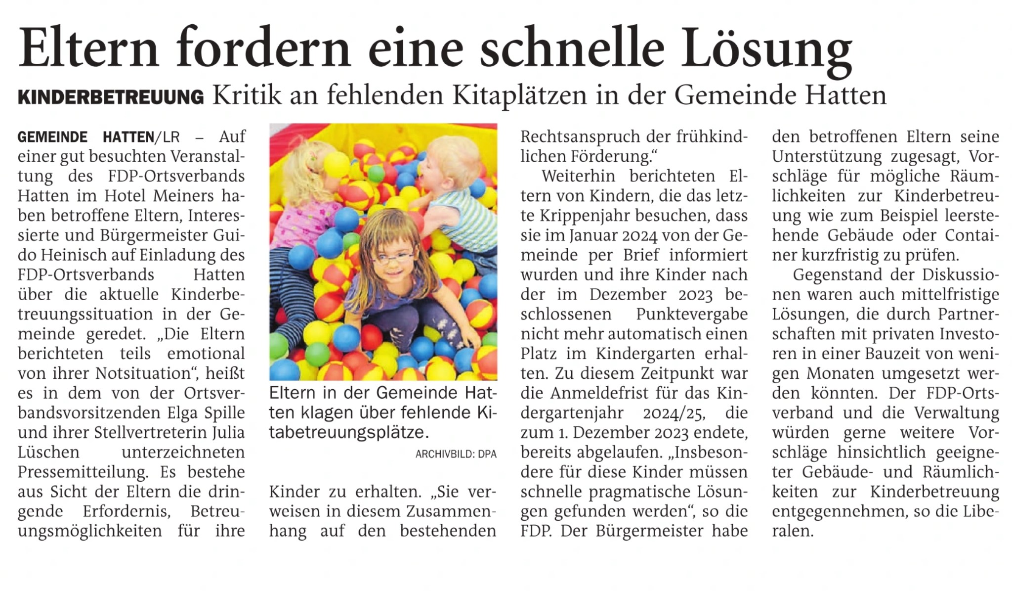 Eltern in der Gemeinde Hatten klagen über fehlende Kitabetreuungsplätze