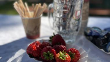 Frühstück mit frischen Erdbeeren